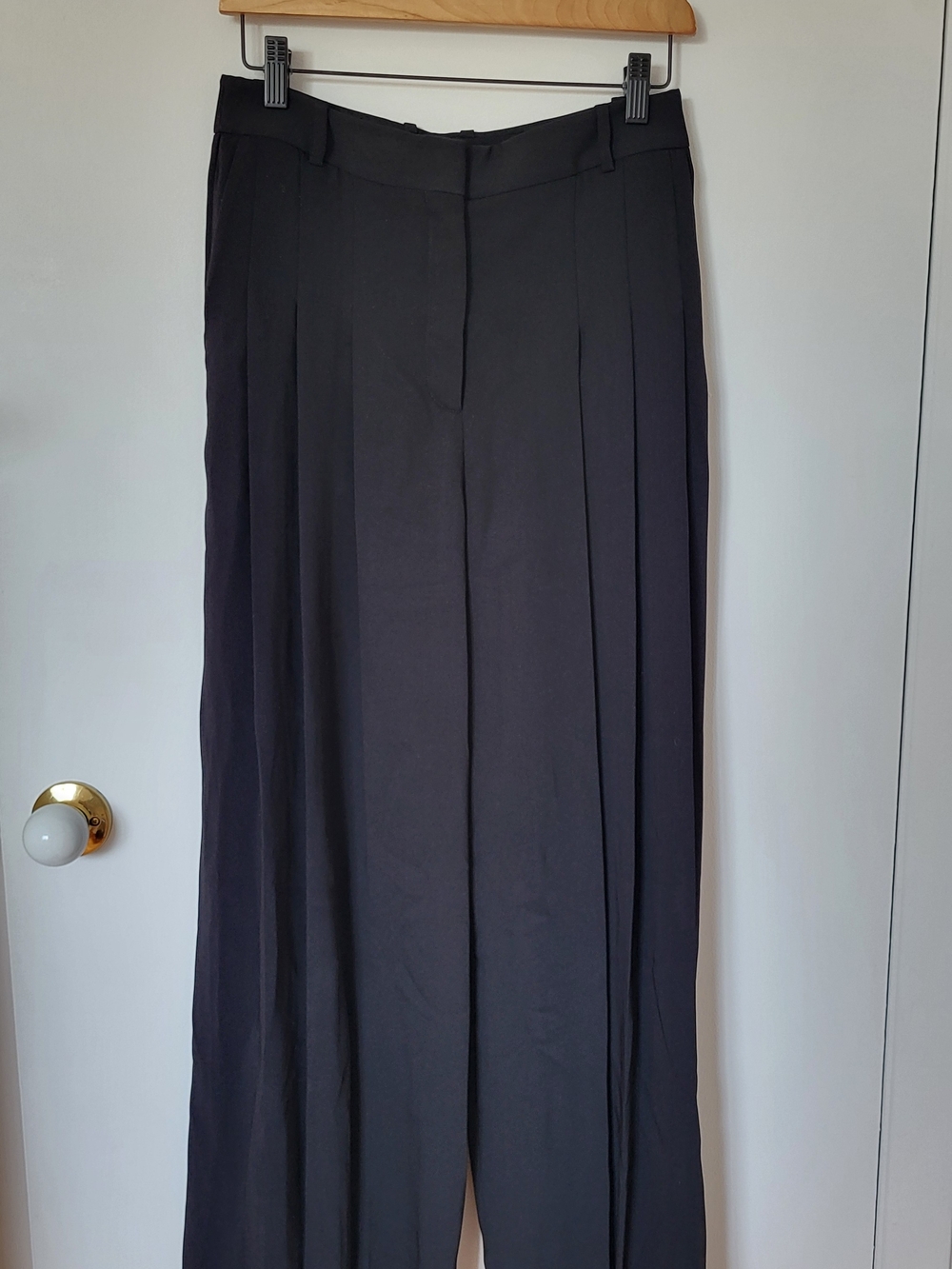 Babaton Black Wide-Leg Pleated Pants